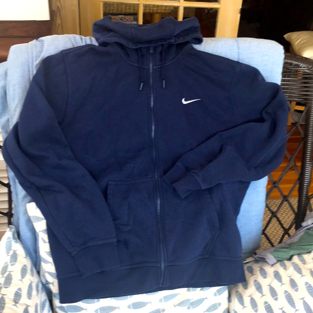 MENS Nike zipper up sweatshirt with hood. Worn once.Navy Blue, XL